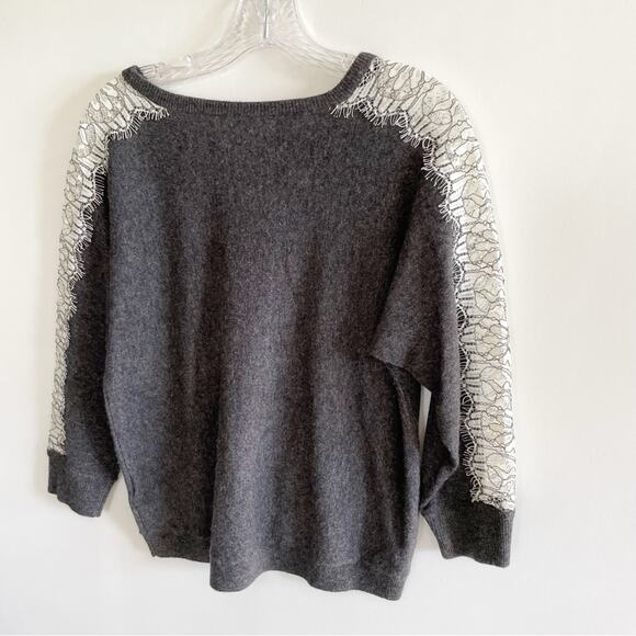 NWT J. Crew Grey Wool Lace Sleeve Sweater - Picture 5 of 7